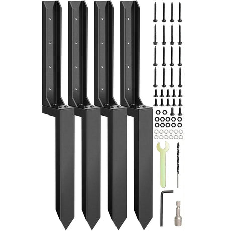 4Pcs Heavy Duty Fence Post Anchor Ground Stake For Fixing Leaning Wood Support