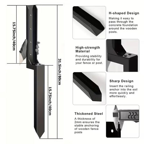 4Pcs Heavy Duty Fence Post Anchor Ground Stake For Fixing Leaning Wood Support