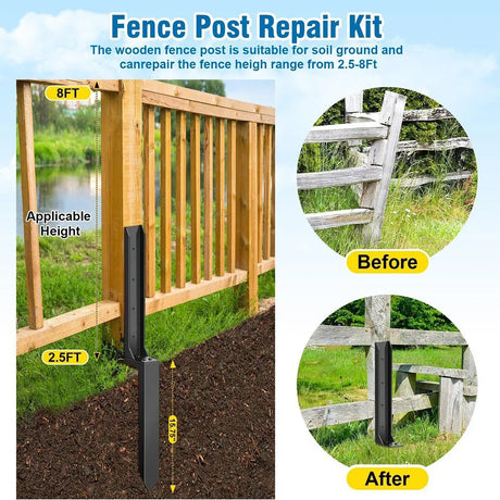 4Pcs Heavy Duty Fence Post Anchor Ground Stake For Fixing Leaning Wood Support