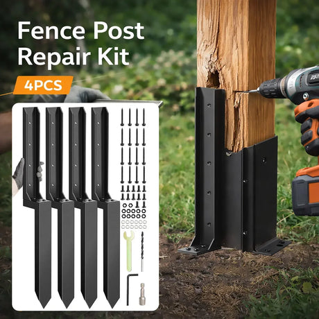 4Pcs Heavy Duty Fence Post Anchor Ground Stake For Fixing Leaning Wood Support