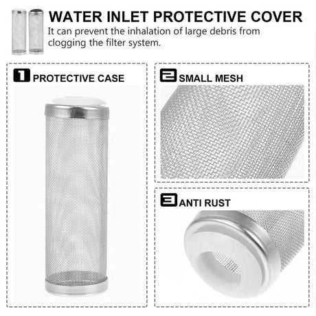 4x Stainless Steel Shrimp Filter Guard Aquarium Intake Protector Fish Safe Mesh - Black-4PCS (16mm)