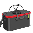 Portable Folding EVA Fishing Bucket Multi Use Live Fish Container with Strap - Black-35cm