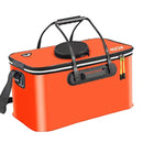 Portable Folding EVA Fishing Bucket Multi Use Live Fish Container with Strap - Black-45cm