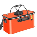 Portable Folding EVA Fishing Bucket Multi Use Live Fish Container with Strap - Black-45cm