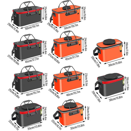 Portable Folding EVA Fishing Bucket Multi Use Live Fish Container with Strap - Orange-40cm