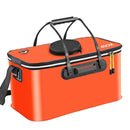 Portable Folding EVA Fishing Bucket Multi Use Live Fish Container with Strap - Orange-40cm