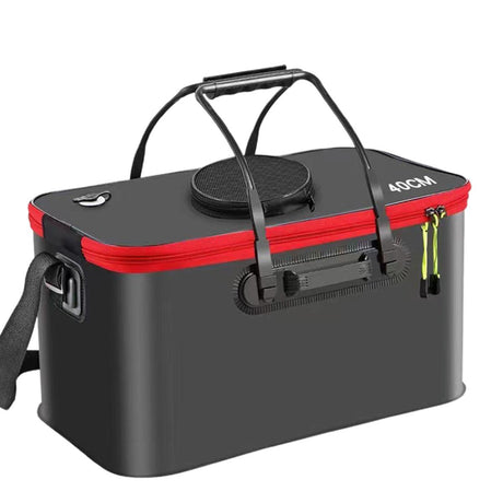 Portable Folding EVA Fishing Bucket Multi Use Live Fish Container with Strap - Orange-40cm