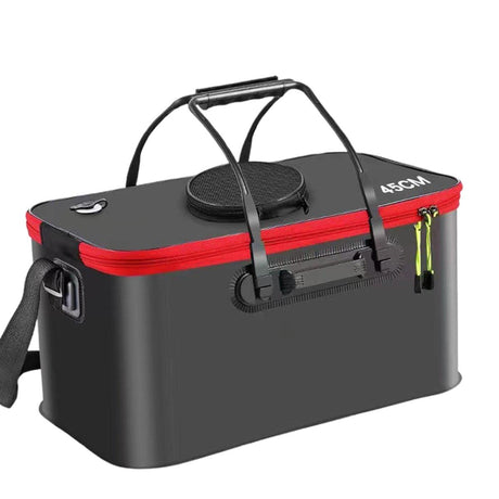Portable Folding EVA Fishing Bucket Multi Use Live Fish Container with Strap - Orange-40cm
