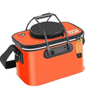 Portable Folding EVA Fishing Bucket Multi Use Live Fish Container with Strap - Orange-45cm