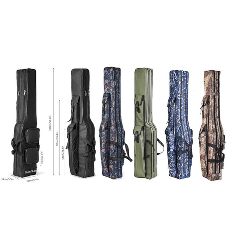 130cm Big Belly Fishing Tackle Bag Rod Storage Carry Case Outdoor Fishing Bag - Deep blue camouflage
