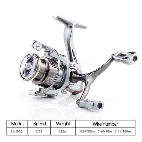 Double Handle Fishing Reel High-Speed Spinning Reel for Freshwater Saltwater - SW2500S