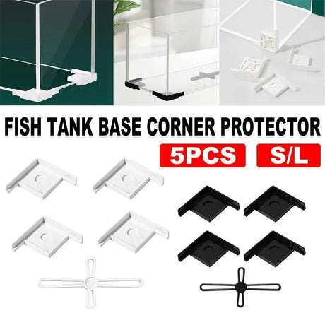 5pcs Plastic Fish Tank Base Bracket Corner Guard Stand Holder for Aquarium Tanks - White-L