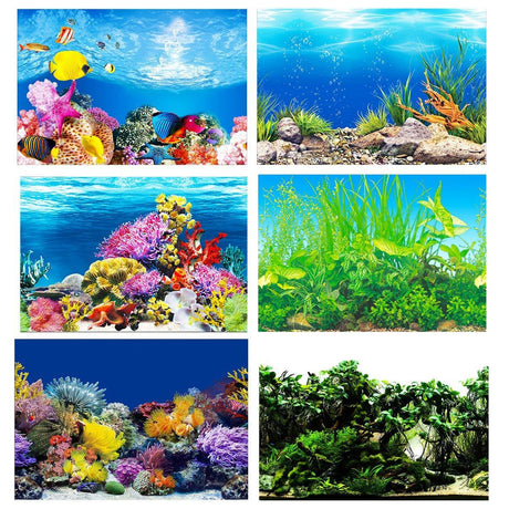 Aquarium Background Fish Tank Wallpaper Double Sided Decoration Sticker Paper - A-50cmx102cm