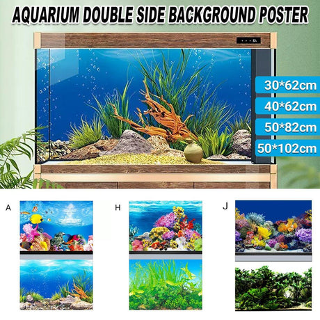 Aquarium Background Fish Tank Wallpaper Double Sided Decoration Sticker Paper - J-40cmx62cm
