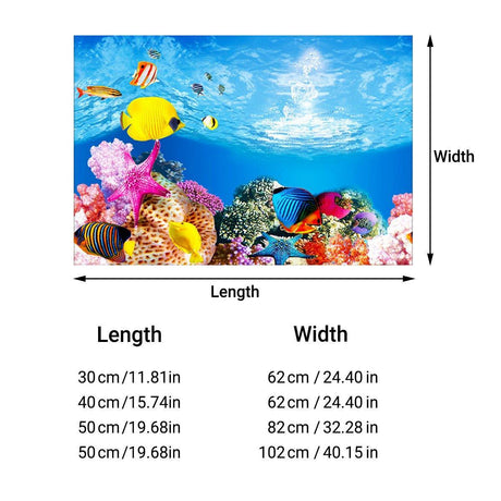 Aquarium Background Fish Tank Wallpaper Double Sided Decoration Sticker Paper - J-40cmx62cm