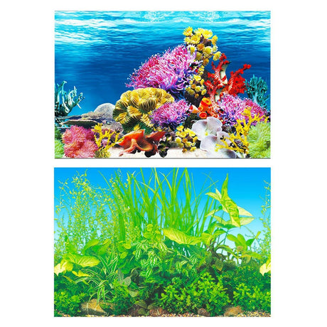 Aquarium Background Fish Tank Wallpaper Double Sided Decoration Sticker Paper - J-40cmx62cm