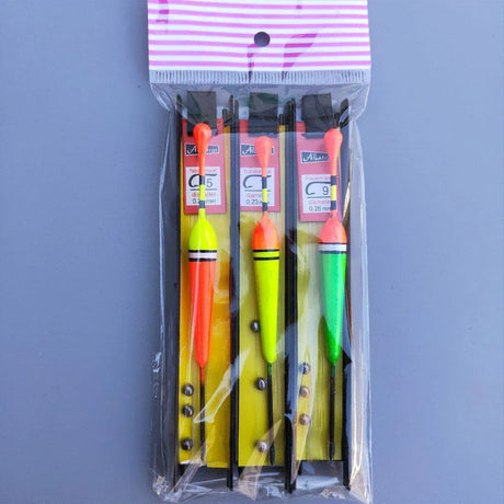 6Pcs Fishing Floats Set Fishing Bobber Hook Kits Straight Column Water Drop Type