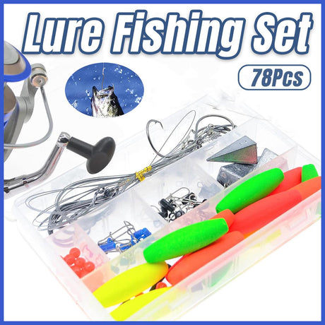 78pcs Fishing Gear Set Hooks Lures Baits Tackle Kit for Freshwater Saltwater