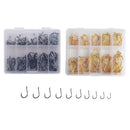 Fishing Hooks Octopus Style 100pcs Chemically Sharpened Assorted Sizes 3-12 - Black