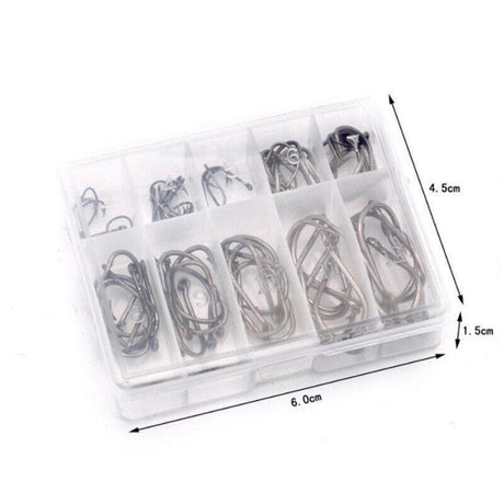 Fishing Hooks Octopus Style 100pcs Chemically Sharpened Assorted Sizes 3-12 - Gold