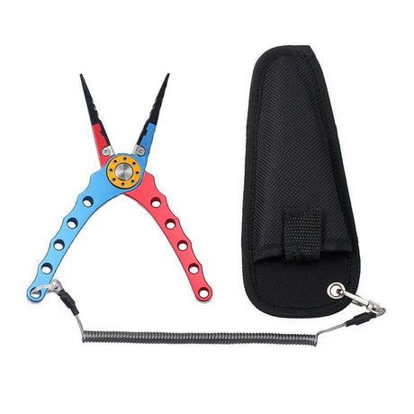 Aluminium Fishing Pliers Hook Removal Line Cutting Mono Braid Fish Grip Au Stock - Red+Silver