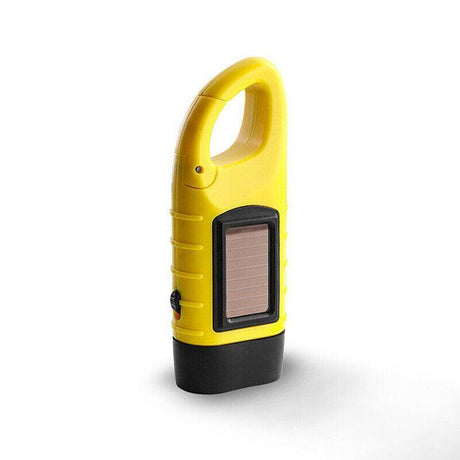 Hand Crank Solar Powered Rechargeable Led Camping Emergency Flashlight - Black