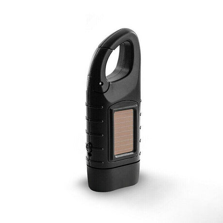 Hand Crank Solar Powered Rechargeable Led Camping Emergency Flashlight - Green