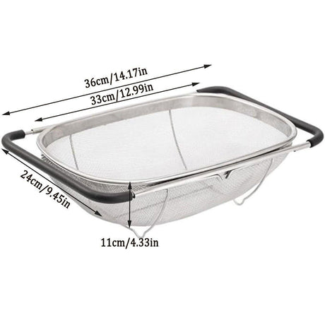 Stainless Steel Telescopic Sink Basket Multi Purpose Fruit Vegetable Strainer