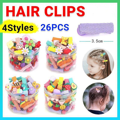 26Pcs Hair Clips Set Snap Bows and Hairpins for Styling and Everyday Use - Fruit and Vegetable ( Without Bottle)