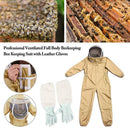 Full Beekeeping Suit Bee Suit Heavy Duty Leather Ventilated Keeping Gloves - L （with Gloves）