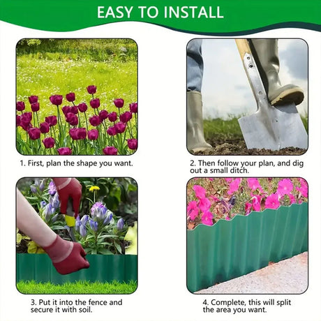Green Garden Landscape Edging Border Flexible Lawn Fence Roll Outdoor Decor - 10cm
