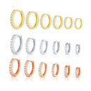 7sizes Hoop Earring Silver Zirconia Ear Huggie Hoop Cartilage Piercing Jewellery - Gold-10mm