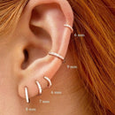 7sizes Hoop Earring Silver Zirconia Ear Huggie Hoop Cartilage Piercing Jewellery - Gold-10mm