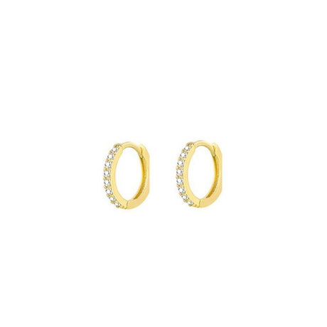 7sizes Hoop Earring Silver Zirconia Ear Huggie Hoop Cartilage Piercing Jewellery - Gold-9mm