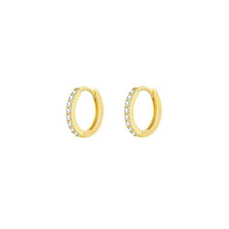 7sizes Hoop Earring Silver Zirconia Ear Huggie Hoop Cartilage Piercing Jewellery - Gold-9mm