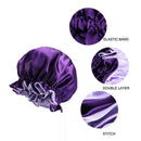 Womens Satin Sleep Cap Bonnet Elastic Wide Band Hair Sleeping Hat - Gold