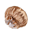 Womens Satin Sleep Cap Bonnet Elastic Wide Band Hair Sleeping Hat - Gold