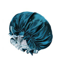 Womens Satin Sleep Cap Bonnet Elastic Wide Band Hair Sleeping Hat - Gold