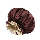 Womens Satin Sleep Cap Bonnet Elastic Wide Band Hair Sleeping Hat - Gold