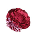 Womens Satin Sleep Cap Bonnet Elastic Wide Band Hair Sleeping Hat - Gold