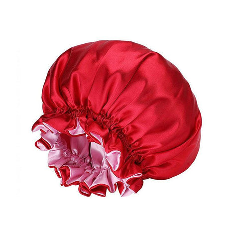 Womens Satin Sleep Cap Bonnet Elastic Wide Band Hair Sleeping Hat - Gold