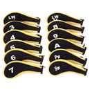 12Pcs Golf Head Cover Iron Putter Driver Headcover Protective Set Club Covers - Black
