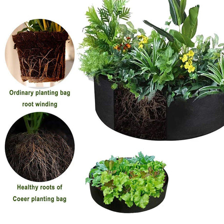 5x Felt Planting Bag Round Vegetable Garden Flower Seedling Grow Bags for Plants - Black-30*20cm
