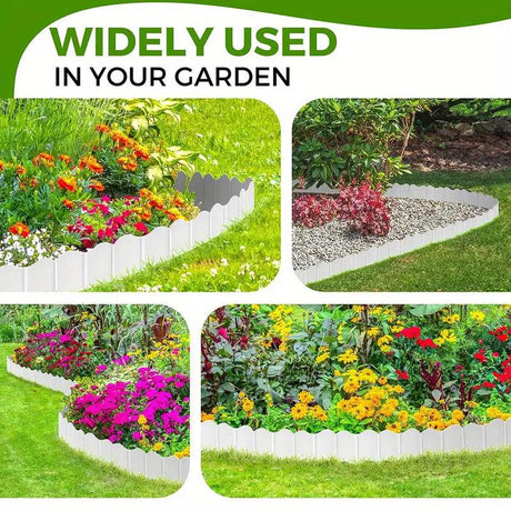 20PCS Garden Edging Fence Decorative Plastic Lawn Border Panels Landscaping - Green