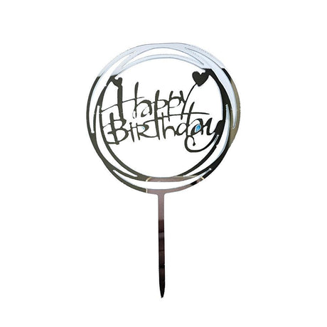 Acrylic Home Happy Birthday Decor Baking Cake Topper Card Party Decor Supply - Black B224