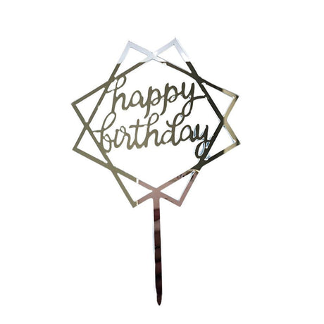 Acrylic Home Happy Birthday Decor Baking Cake Topper Card Party Decor Supply - Black B224