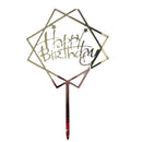 Acrylic Home Happy Birthday Decor Baking Cake Topper Card Party Decor Supply - Gold G24
