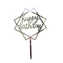 Acrylic Home Happy Birthday Decor Baking Cake Topper Card Party Decor Supply - Pink P17