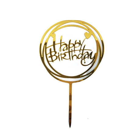 Acrylic Home Happy Birthday Decor Baking Cake Topper Card Party Decor Supply - Pink P48