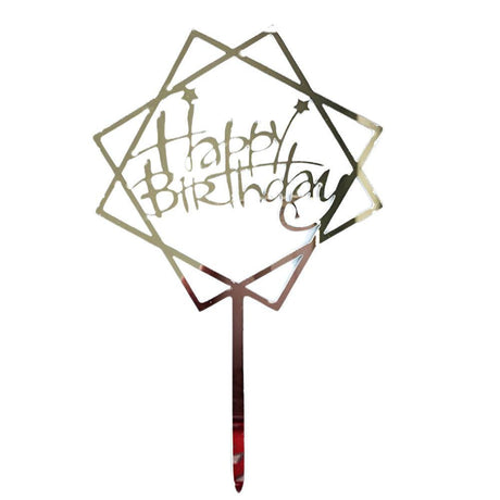 Acrylic Home Happy Birthday Decor Baking Cake Topper Card Party Decor Supply - Pink P48